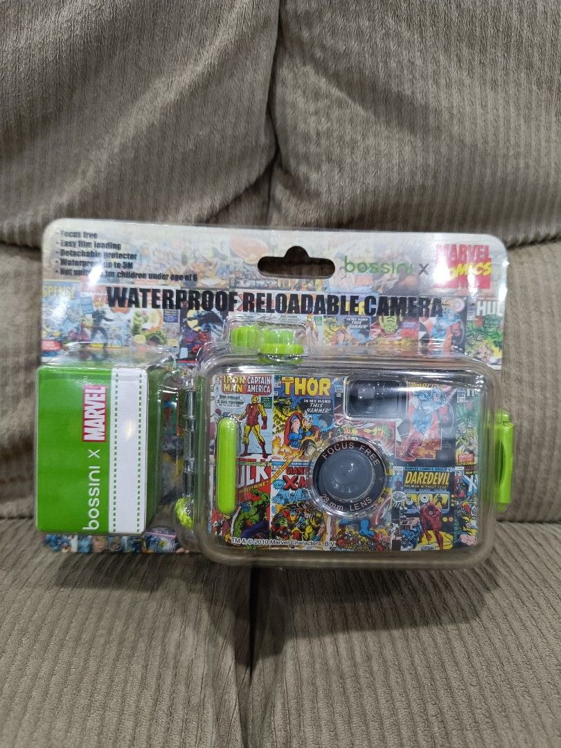 2010 Bossini x Marvel Waterproof Reloadable Camera (Category: Cameras) located in Manila. Submitted by calvin3teri (Listing ID 1465506252, Image 1). Description: 3500 film already expired but can buy a new one. Grab/Lalamove only ( buyer will book and shoulder fee ) MOP: Gcash .