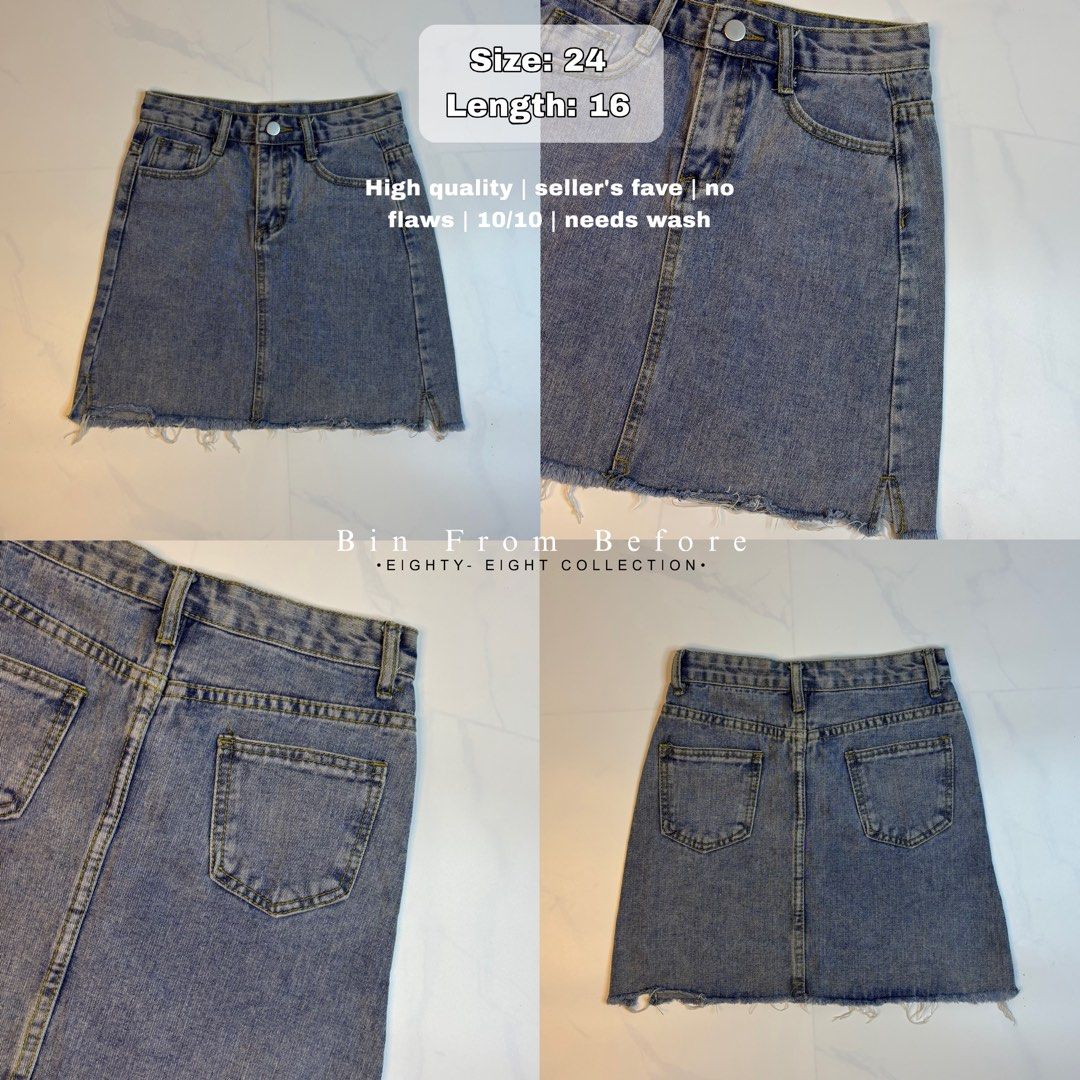 24 Basic Distressed Midi Skirt (Category: Skirts) located in Dagupan City. Submitted by bincloset (Listing ID 1465552174, Image 1). Description: Basic Distressed Midi Skirt✨ Size: 24” | Length: 16” Flawless - FB Page: Bin from Before | IG: @binfrombefore .