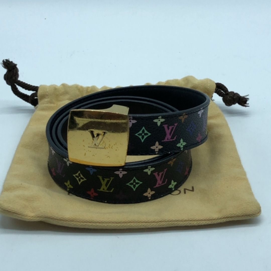 267009689 LOUIS VUITTON BELT MONOGRAM MULTICOLOR SMALL (Category: Belts) located in Taguig. Submitted by ecoring.ph (Listing ID 1465474546, Image 2). Description: ◆CONDITION: B- ◆DESCRIPTIONS: (Other defects/info:) The body of the belt is scratched, scuffed, stained, dirty, and has press marks, showing signs of use. The underside of the belt is scratched, scuffed, wrinkled, press marks, and showing signs of use. The rubber lining of the belt is s