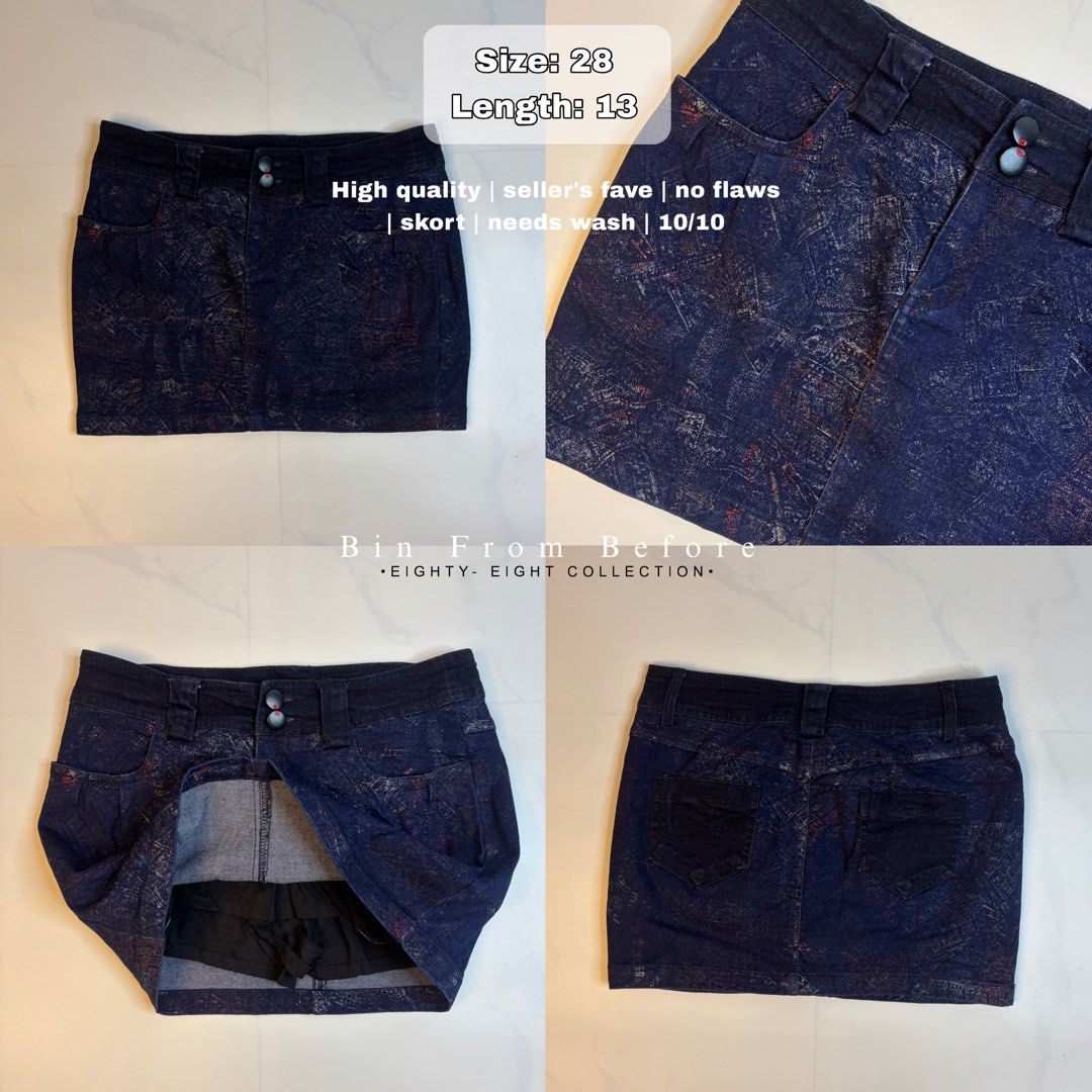 28 Painted Mini Skort (Category: Skirts) located in Dagupan City. Submitted by bincloset (Listing ID 1465553282, Image 1). Description: Painted Mini Skort ✨ Size: 28” | Length: 13” Flawless - FB Page: Bin from Before | IG: @binfrombefore .