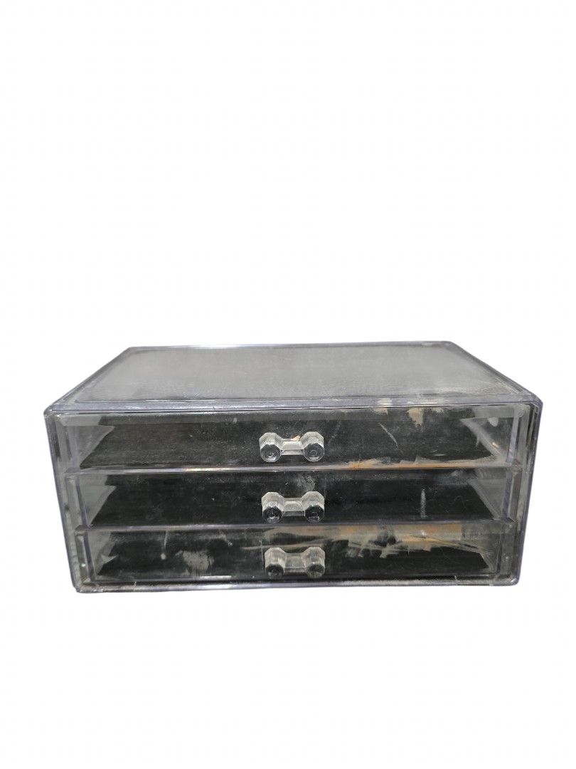 3 Drawer Acrylic Makeup Organizer (Category: Other Home Decor) located in Taguig. Submitted by altainfante (Listing ID 1465492846, Image 3). Description: ​3 Pull-Out Drawers: Features three tiered drawers with clear acrylic handles for easy sliding and access to your items. See photos for actual stock. .