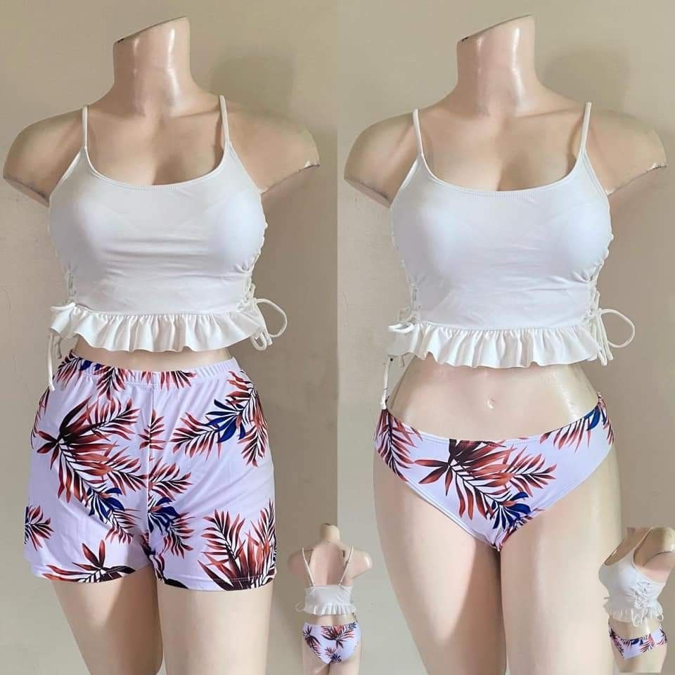 3 pc swimsuit with shorts (Category: Bikinis & Swimsuits) located in Bacoor. Submitted by Miss_Chuch0521 (Listing ID 1465420744, Image 1). Description: Brand: Shein Size: Can fit XS-S Condition: Brandnew RFS: Declutter MOP: Gcash / Bank Transfer MOD: Lalamove / J&t, no meetups or pickups Loc: Bacoor, Cavite.