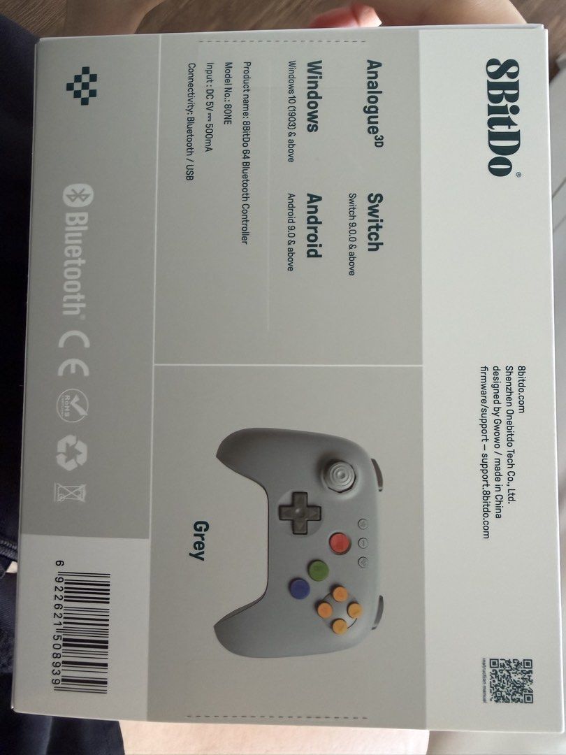 8BitDo 64 Bluetooth Controller Grey (Category: Controllers) located in Singapore. Submitted by yodamynameis (Listing ID 1465445514, Image 2). Description: - Model: 8BitDo 64 Bluetooth Controller (Grey) - Condition: Brand new, tested working - Compatibility: Analogue 3D, Nintendo Switch, Windows, and Android - Included: Original box, USB cable, and manual - Perfect retro-style gamepad for modern gaming setups Meet ups at amk station.