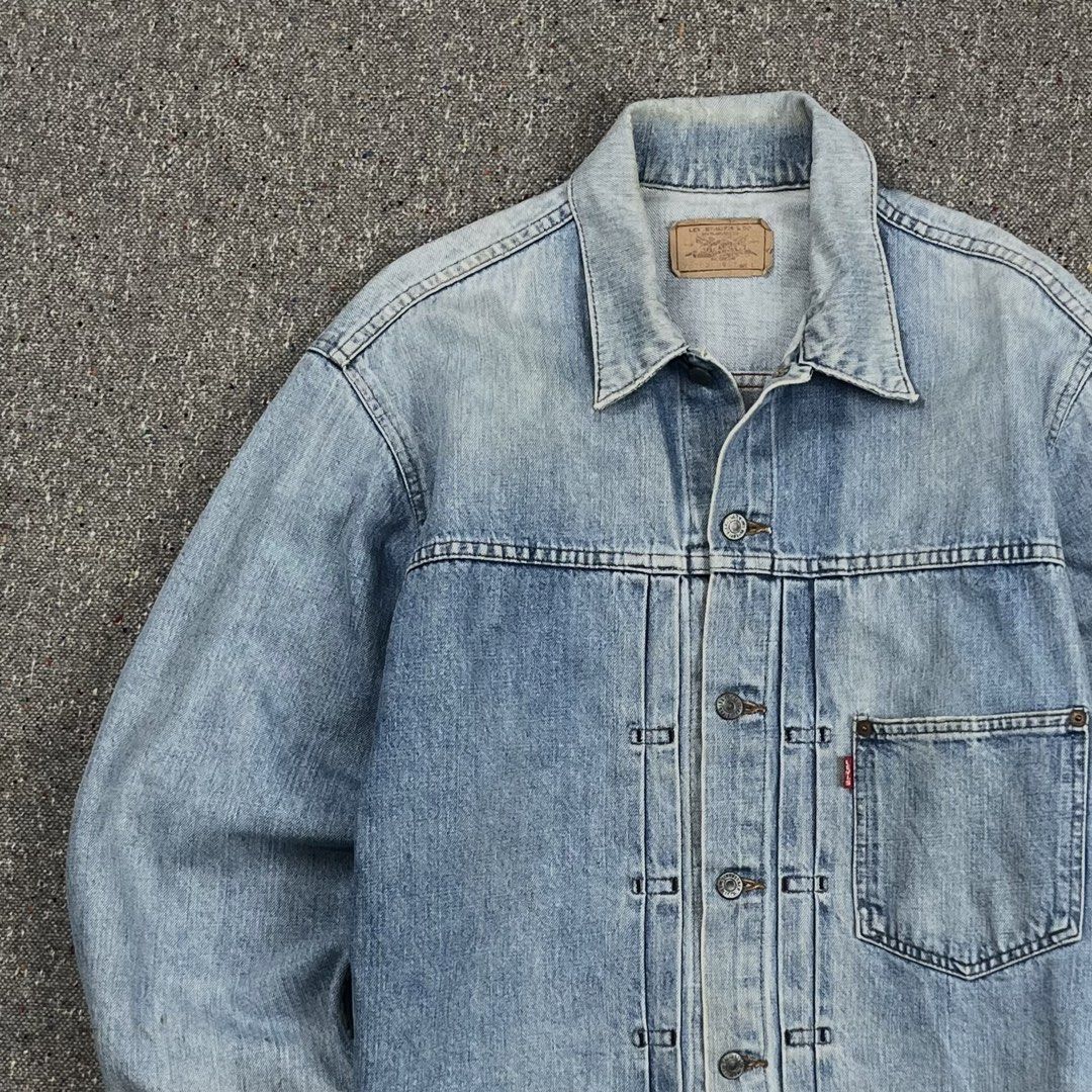 90’s LVC Levis Repro Big E Type-l buckle back Denim Jacket (Category: Coats, Jackets and Outerwear) located in Zamboanga. Submitted by rag_20 (Listing ID 1465554049, Image 2). Description: 90’s LVC Levis Repro Big E Type 1 buckle back Denim Jacket The Levis Type 1 denim jacket (historically cataloged as the Lot 506XX) is the oldest generation of Levi’s jackets, highly coveted by collectors for its distinct buckle back (cinch back) waist adjustmen