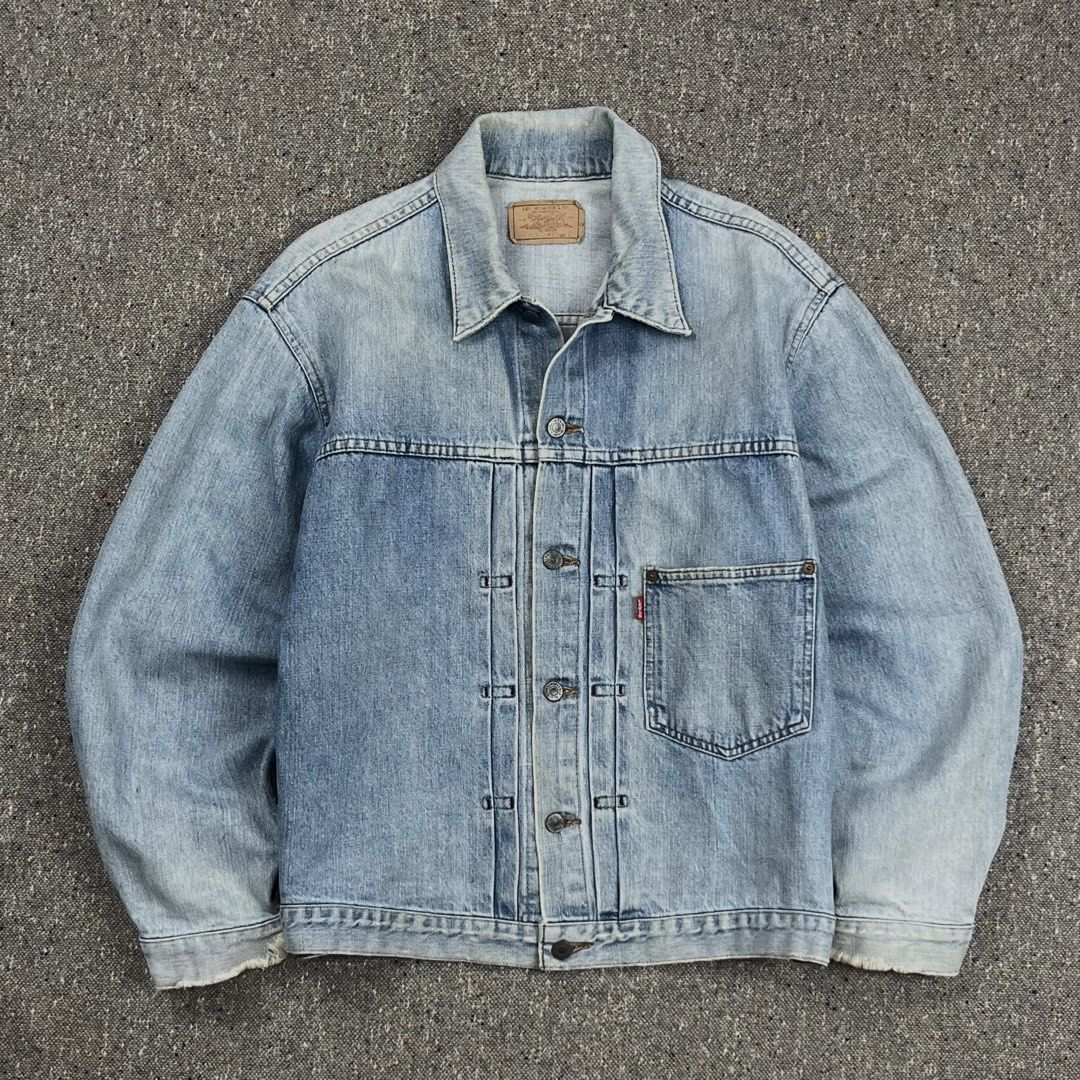90’s LVC Levis Repro Big E Type-l buckle back Denim Jacket (Category: Coats, Jackets and Outerwear) located in Zamboanga. Submitted by rag_20 (Listing ID 1465554049, Image 1). Description: 90’s LVC Levis Repro Big E Type 1 buckle back Denim Jacket The Levis Type 1 denim jacket (historically cataloged as the Lot 506XX) is the oldest generation of Levi’s jackets, highly coveted by collectors for its distinct buckle back (cinch back) waist adjustmen