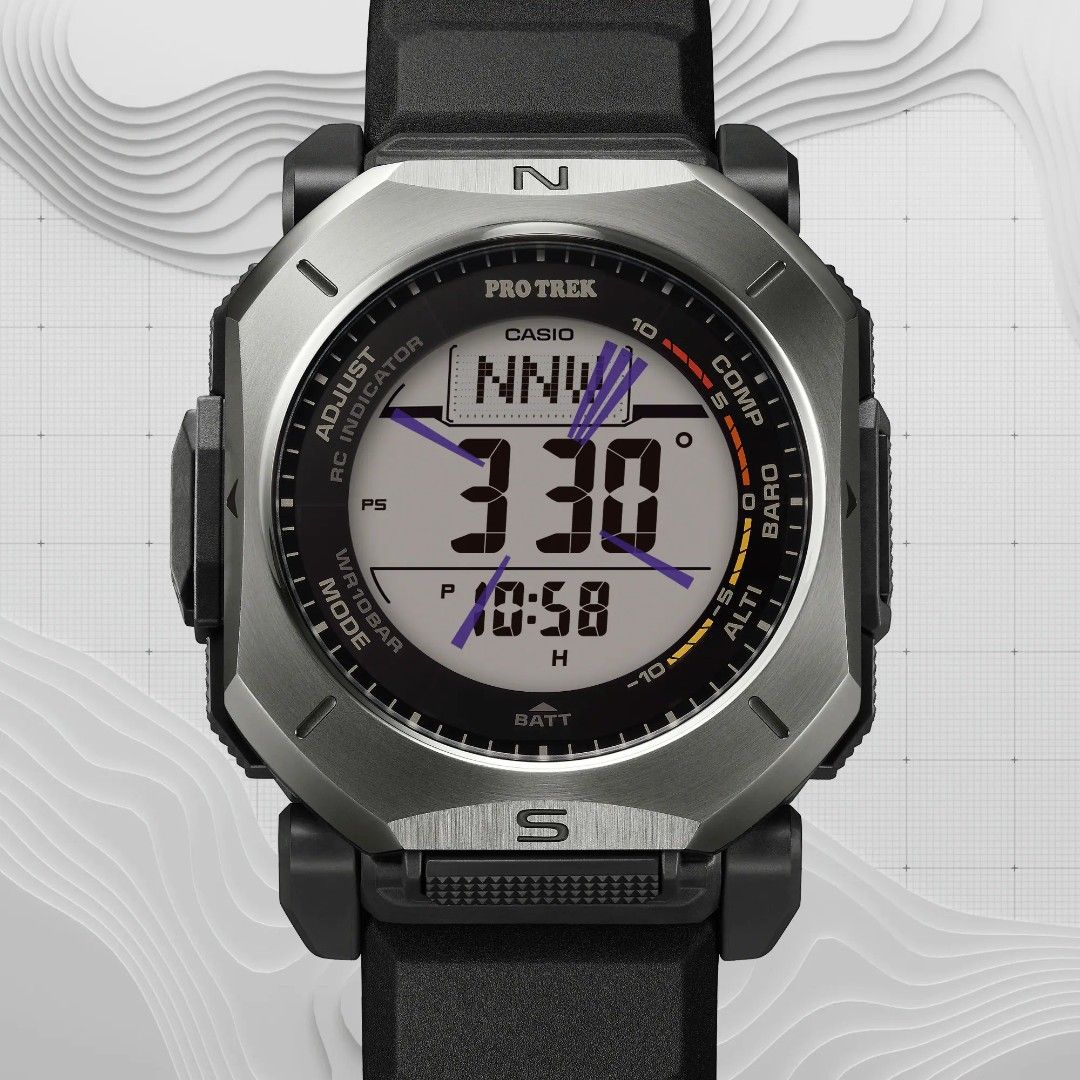 🇯🇵日本版 CASIO PRO TREK Climber Line PRW-69YT-7JF 日本版 日版 （分類：手錶）位於 Hong Kong。 由 aurora.jp 提交（商品編號 1465399635，圖片 6）。簡介： PRW-69 是一款真正的戶外腕錶。它採用緊湊的方形錶殼，搭配鍛造錶圈和鈦金屬錶帶，既展現了戶外裝備的堅固耐用，也確保了佩戴的舒適性。錶殼採用輕盈、防鏽且低致敏的鈦金屬製成，並透過拉絲和鏡面拋光工藝打造出高品質的表面。一鍵式三折扣環配備雙重鎖定機制，可防止意外脫落。滑動式錶帶調節機構可實現高達 6 毫米的長度調節，即使佩戴在內層手套上也能輕鬆佩戴。此外，錶帶和錶圈均採用 TIC 塗層處理，增強了耐磨性和抗刮擦性，並能更持久地保持亮麗的色彩。雙面液晶顯示器提升了指南針的便利性。結合三重感應器、六局電波接收和太陽能動力技術，這款腕錶完全符合真正戶外裝備的規格要求。 外殼尺寸（高 x 寬 x 厚） 52.5 × 46.4 × 13.8 毫米 117克 錶殼/錶圈