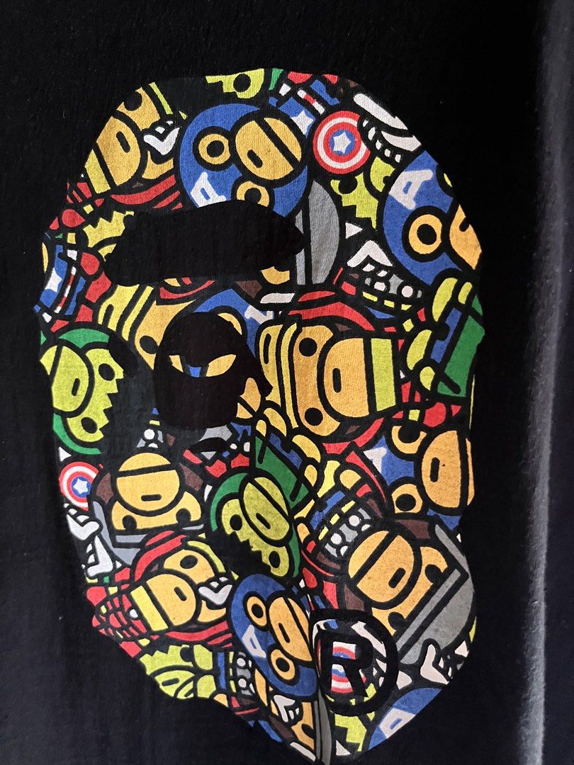 A Bathing Ape BAPE Marvel Ape Head T-Shirt (Category: Tshirts & Polo Shirts ) located in Tagum. Submitted by thisisdavethriftzzz (Listing ID 1465432808, Image 3). Description: Dimension⬇️ Width: 21 Length: 29 Issue: Hairlines and Minimal sign of use neck Color rate: 9/10 ₱600 to claim / offer .