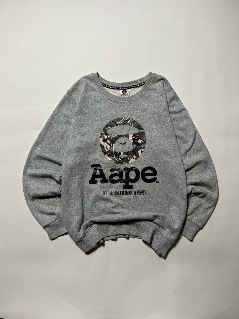 Aape grey sweatshirt (Category: Hoodies) located in Manila. Submitted by tripnimichael (Listing ID 1465464624, Image 1). Description: Size-Large Width-22 Length-27 Issue-None .