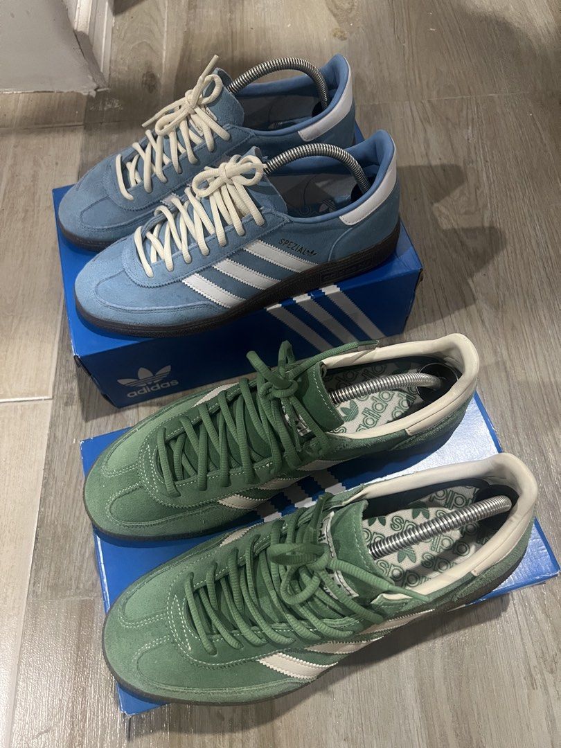Adidas Handball Spezial Shoes Bundle (Category: Casual Shoes) located in Tagbilaran City. Submitted by santoninoniel (Listing ID 1465504374, Image 3). Description: someone buy my shoes!! i don’t use these two anymore 😩 selling both together for only 5,800 🦕 light blue (with white laces) - bought from zalora 😙 🐢 green (no white laces) - bought in hong kong 😮‍💨 both come with a free shoe tree and their original box 😎 *shipping via J&T *buyer