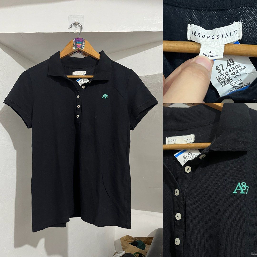 Aeropostale black Polo “A87” (Category: Others Tops) located in Rodriguez. Submitted by eczts (Listing ID 1465433541, Image 1). Description: Excellent.