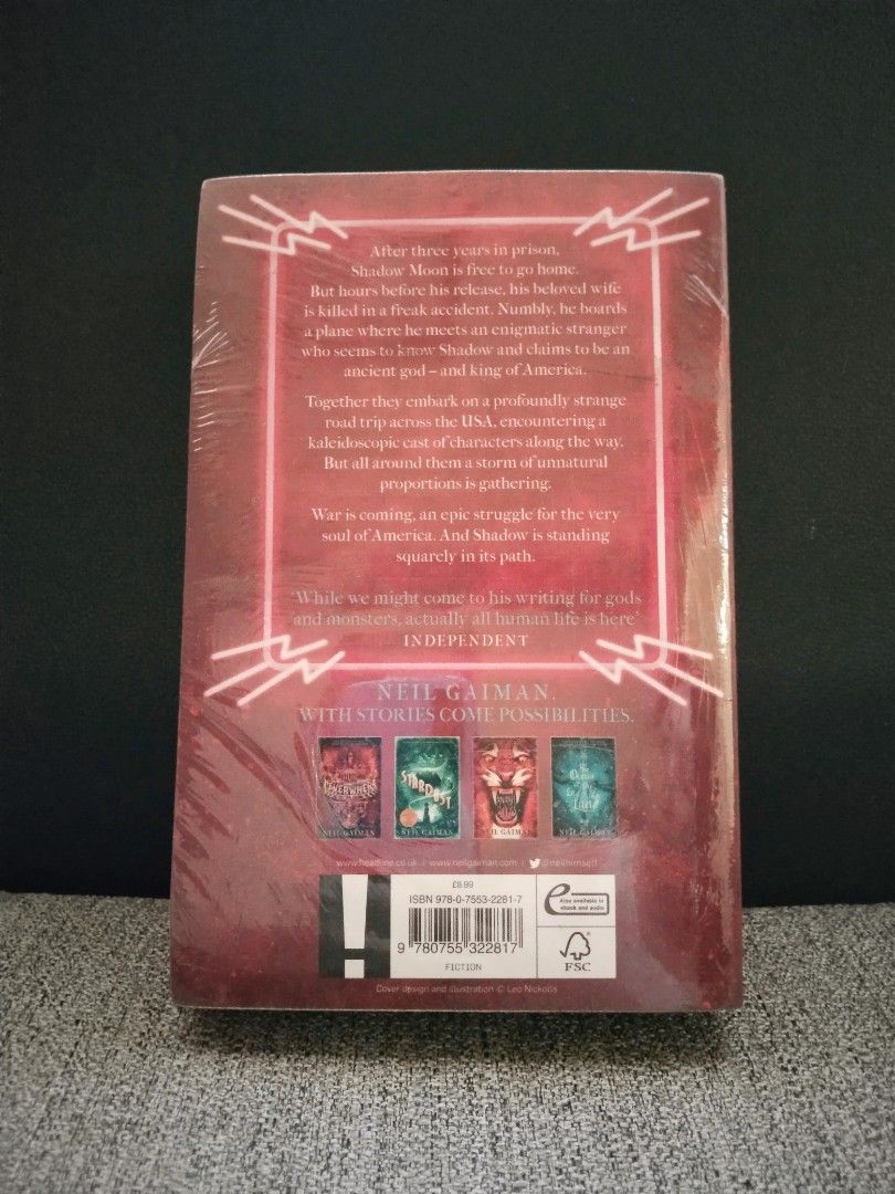 American Gods by Neil Gaiman (Category: Storybooks) located in Caloocan City. Submitted by daibg (Listing ID 1465436908, Image 2). Description: - Sealed, new paperback (UK version) - Issue/s: light foxing (from longtime storage in a humid environment), book is unread and never opened ‼️LAST PRICE POSTED‼️ ❌️NO PAYMENT = NO RESERVATION (PAYMENT FIRST POLICY)❌️ 🚫JOY RESERVERS & BOGUS BUYERS WILL BE BLOCKED🚫.
