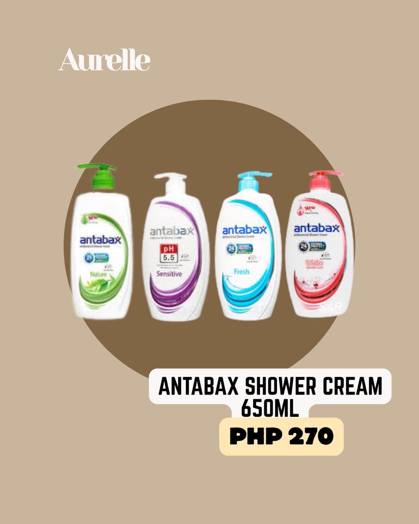Antabax shower cream (Category: Body Care) located in Manila. Submitted by aurelleph (Listing ID 1465520248, Image 1). Description: 🎀FOLLOW OUR FB, IG AND TIKTOK Stay updated with our latest products, new arrivals, announcements, and restocks. IG: @aurellephofficial FB: Aurelle TIKTOK: aurellephofficial See you there! ♡.