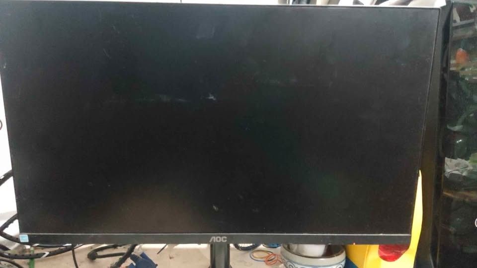 AOC Computer Monitor Display Screen (Category: Monitor Screens) located in Quezon City. Submitted by jeysell (Listing ID 1465518439, Image 3). Description: - Brand: Monitor 24B1XHS 23.8 inch - Condition: Fully working and tested, displays brand logo clearly upon startup - Design: Sleek matte black bezel with thin borders and a sturdy V-shaped stand - Display: Standard widescreen format with a clean surface and minimal glare - Connectivity: Standa