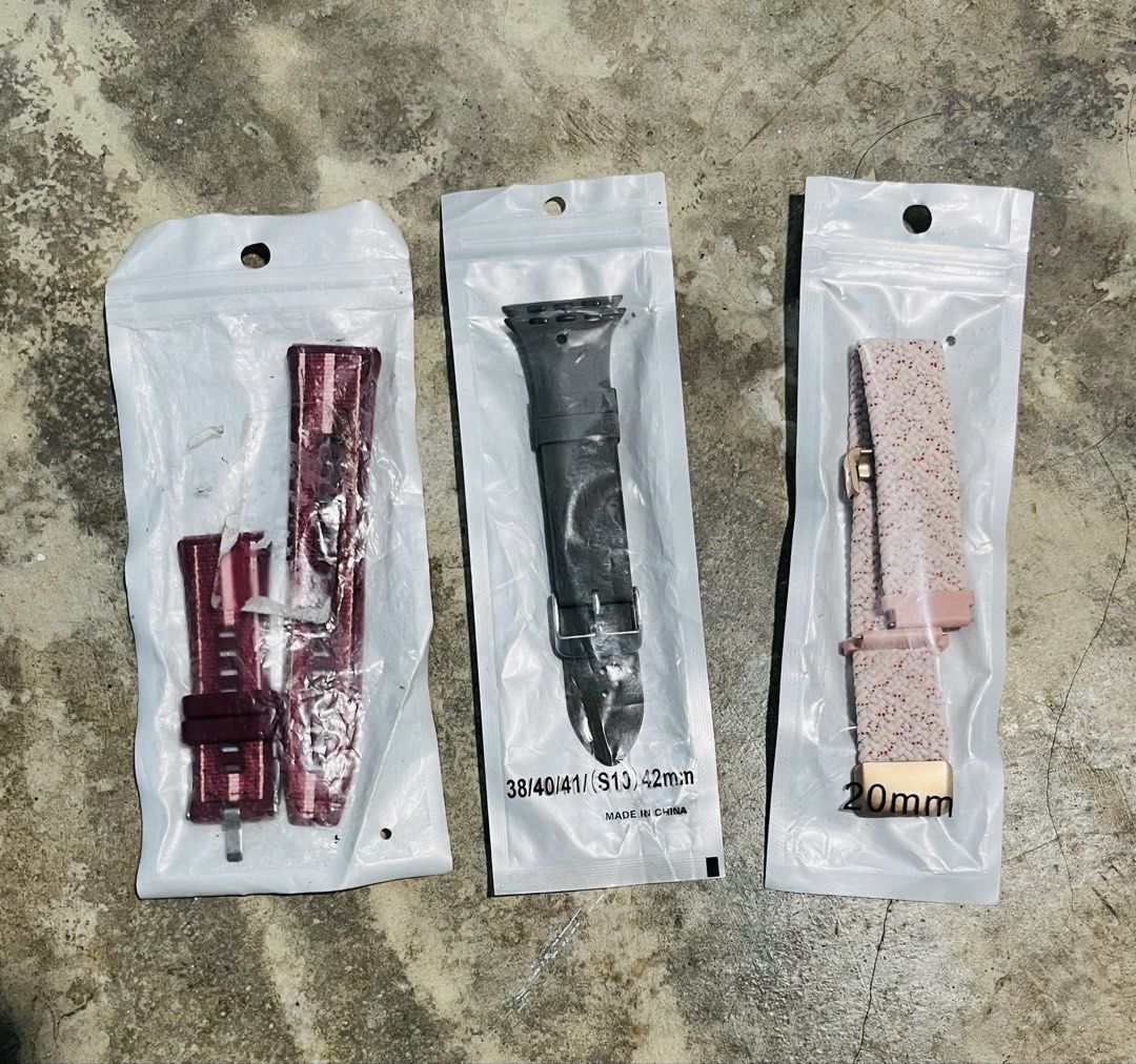 Apple Watch Assorted Band/Strap Accessories (Category: Other Mobile & Gadget Accessories) located in Navotas City. Submitted by y2kikaystuff (Listing ID 1465420311, Image 1). Description: Apple Watch Assorted Band/Strap Brand new No issue Items from Japan 300 only for aspack No split Pm me..