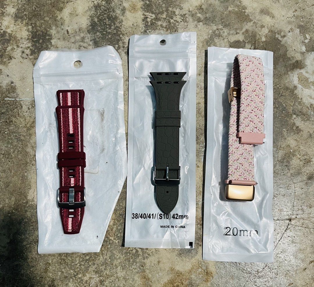 Apple Watch Assorted Band/Strap Accessories (Category: Other Mobile & Gadget Accessories) located in Navotas City. Submitted by y2kikaystuff (Listing ID 1465420311, Image 2). Description: Apple Watch Assorted Band/Strap Brand new No issue Items from Japan 300 only for aspack No split Pm me..