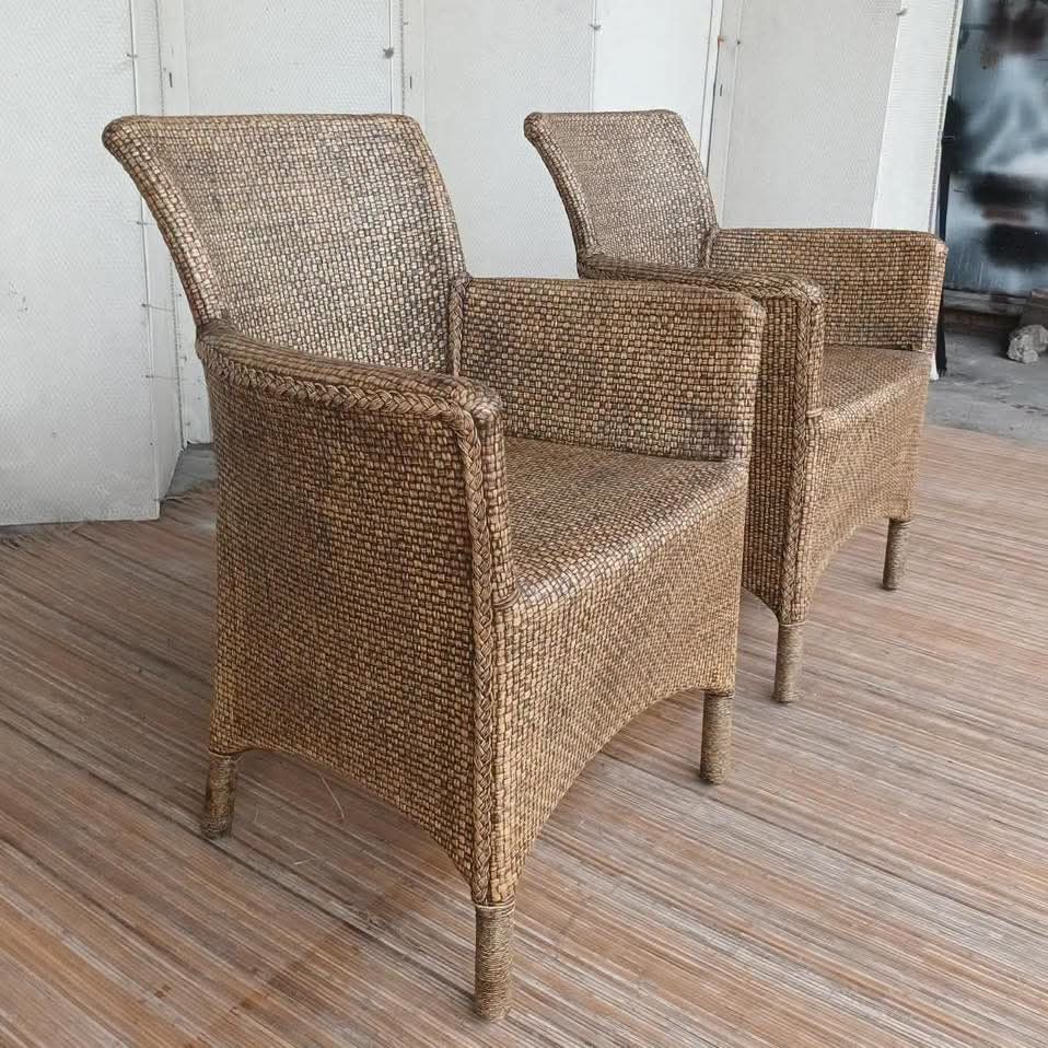 Armchair (Category: Chairs) located in Meycauayan. Submitted by marygracecasimiro (Listing ID 1465484711, Image 3). Description: Woven Wicker Armchairs Outdoor / Wide L24.5 x W24.5 x H18/32 Price: 5,500 for 2🩷🧡.