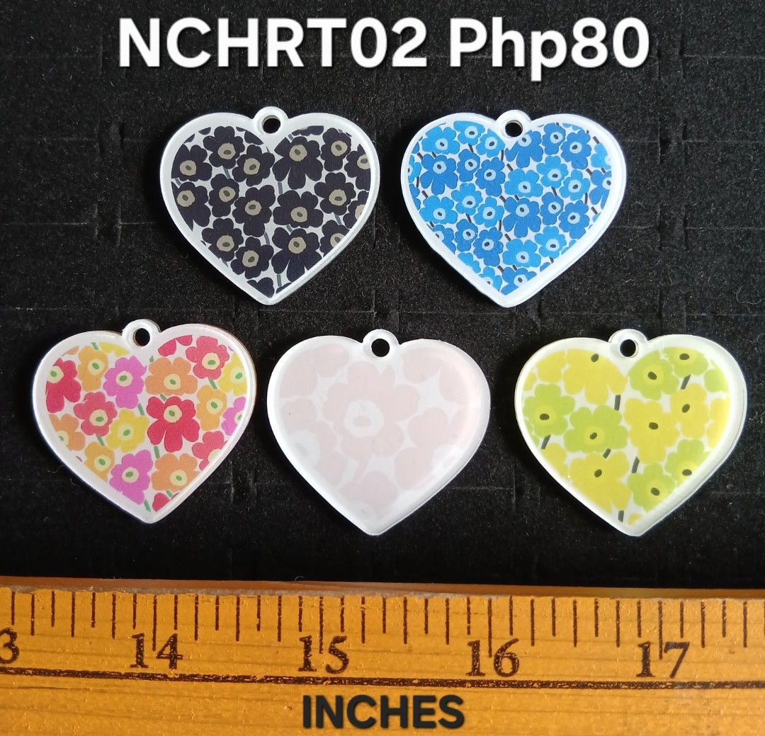 ASSORTED CHARACTER AND NON CHARACTER ACRYLIC CHARMS FOR DIY (Category: Handmade Craft) located in Cavite. Submitted by jiearah.online.shop (Listing ID 1465417054, Image 3). Description: ASSORTED ACRYLIC CHARMS SET Selling as is. ACTUAL ITEM ON PHOTO. Price indicated on each photo. PER SET PO,NOT PER PIECE. Kung ano po ang nasa photo,yun po ang magkakasama. Non Character and Character Design : Bear, Horse, Cat, Clover, Ribbon, Letters, Heart, Star