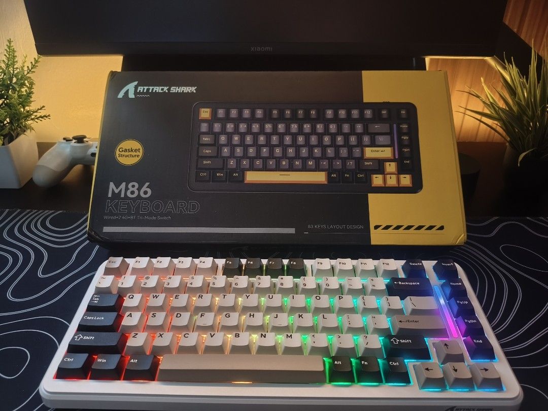 Attack Shark M86 (Tri-Mode) (Category: Computer Keyboard) located in Manila. Submitted by clicknflip_ph (Listing ID 1465481000, Image 2). Description: Condition: Brand New RFS: Resell / Buy and Sell ​Highlights & Specs ✅​3-Mode Connectivity: Bluetooth 5.0, 2.4GHz Wireless (Dongle included), and Type-C Wired ✅Blueberry Axis Switch ​Package Inclusions: ✅Brand New Attack Shark M86 Keyboard with acrylic dust cover​✅Original Box, Manual, and Sticker P
