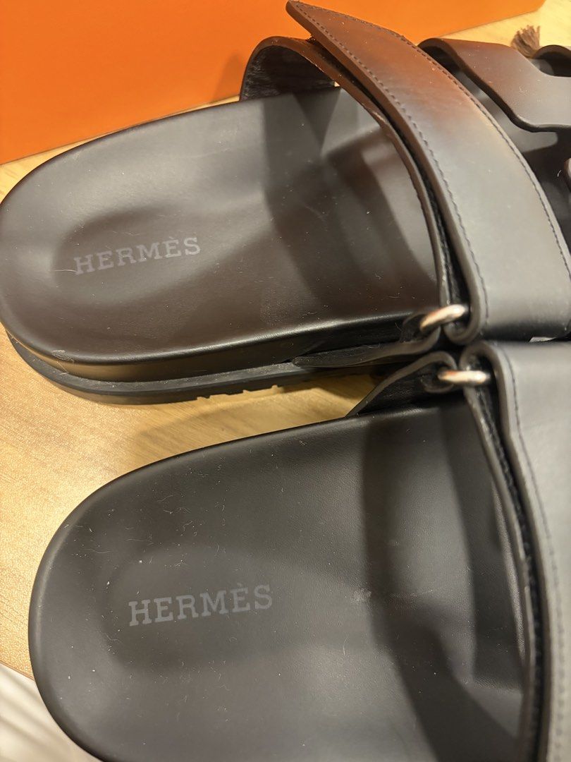 Auth HERMES Chypre Women’s Sandals (Category: Flats & Sandals) located in Pasig City. Submitted by baye1703 (Listing ID 1465400999, Image 2). Description: - Brand: Hermes - Model: Chypre Sandals - Color: Classic Black / Noir - Size: US38.5 Women’s - Inclusions: Original box and dust bag - Condition: Excellent, well-maintained - Buyer shoulders the shipping cost - No returns. - No meet ups. .