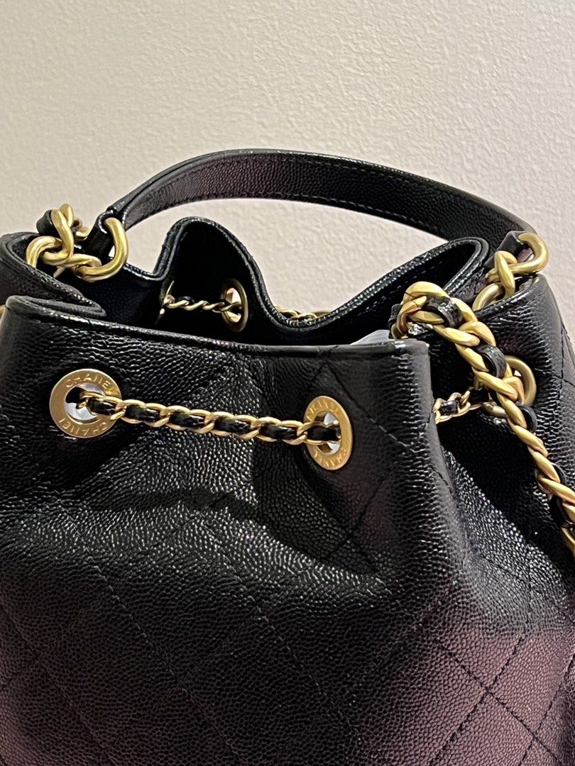 Authentic Chanel Quilted CC Drawstring Bucket Bag | Caviar (Category: Luxury Bags & Wallets) located in Cavite. Submitted by charmscloset888 (Listing ID 1465485574, Image 3). Description: CHANEL CC Drawstring Bucket Bag | Black Caviar GHW | Series 30 / 2020 | Full Set AUTHENTIC CHANEL • SERIES 30 / 2020 🖤 One of the more distinctive Chanel bucket-bag designs, featuring black quilted caviar leather, gold-tone hardware, signature CC detailing, and
