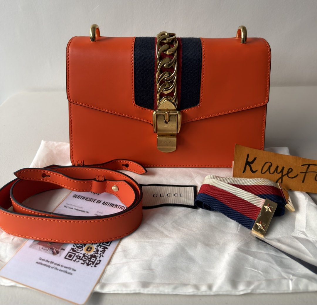 Authentic Gucci Sylvie (Category: Luxury Bags & Wallets) located in Manila. Submitted by fajardoeyak108 (Listing ID 1465575835, Image 1). Description: Very good condition minimal signs of usage With strap dustbag ribbon and Entrupy Las Pinas meet up .