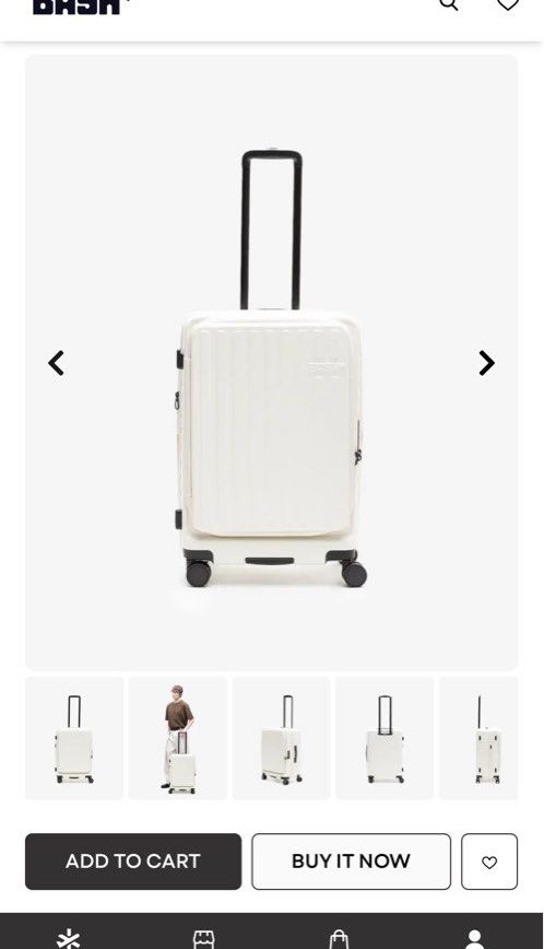 BASH* Luggage in Medium Bone (Category: Luggage) located in Makati City. Submitted by dandelion.kc (Listing ID 1463295327, Image 1). Description: - White BASH* hardshell luggage - Features wheels and a retractable handle for easy transport - Color: Bone - Size: Medium - Used once in Vietnam - Comes with Luggage Cover - With box and dust bag - RFS: will buy bigger luggage.