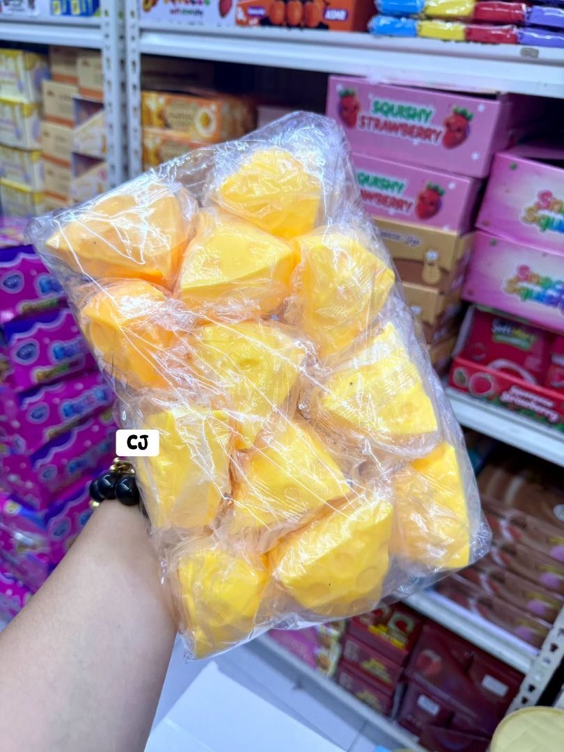 BEST SELLER CHEESE SQUISHY TOY (Category: Interactive Toys) located in Manila. Submitted by yannieshop (Listing ID 1465400922, Image 1). Description: RESELLER:50php (each) WHOLESALE:500php (1 dozen) :BEST SELLER CHEESE SQUISHY TOY ▪️Super ganda! ▪️Stress reliever fidget toy, Soft simulation food squeeze toy . ▪️For kids & Adult .