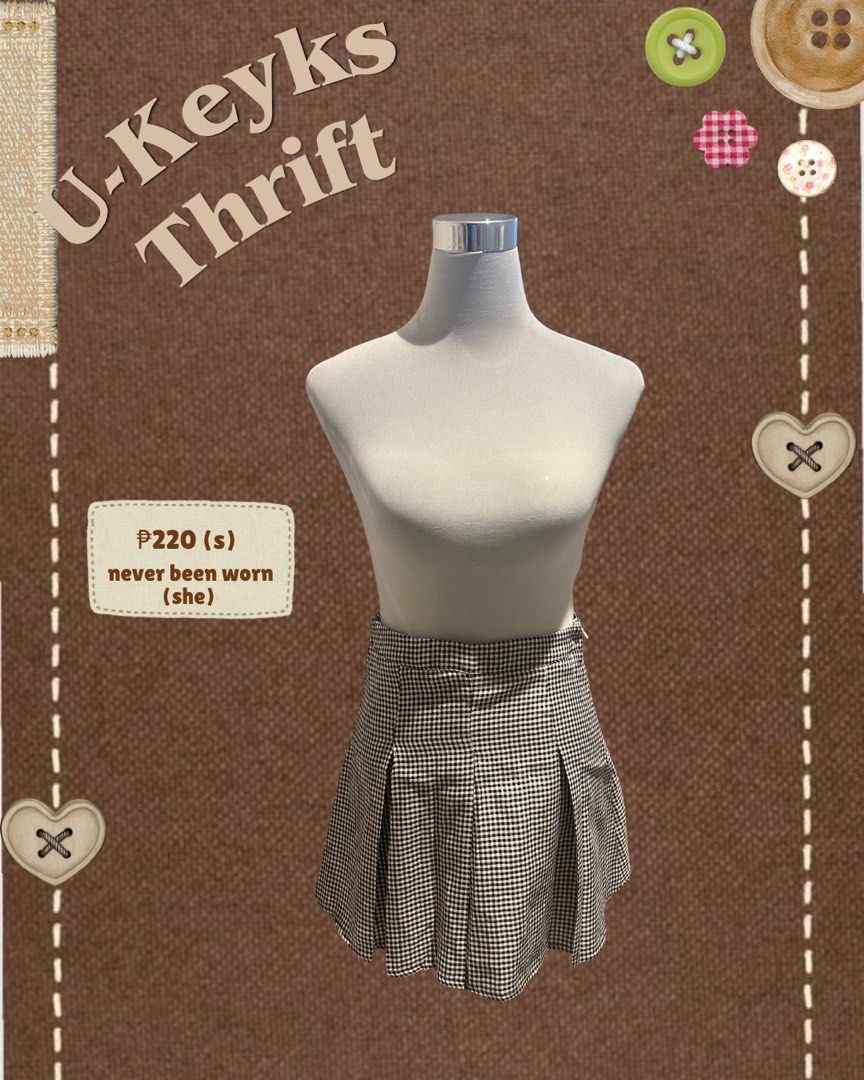 Black and White Gingham Pleated Skirt Size Small (Category: Skirts) located in Cavite. Submitted by ukeyks (Listing ID 1465488159, Image 1). Description: - Style: Cute preppy black and white checkered mini skirt - Fit: High-waisted with all-over pleats and structured fabric - Condition: Brand new, never worn (tags removed) - Pairing: Matches easily with basic tees or cozy sweaters.