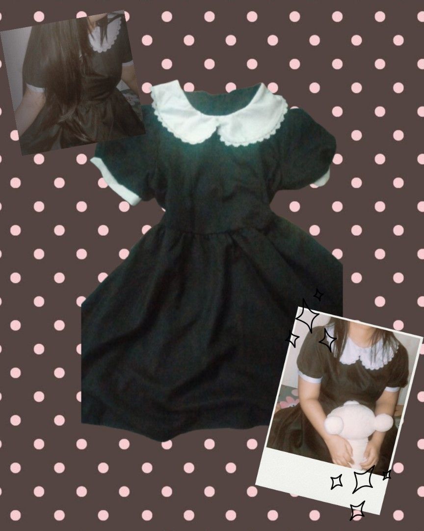 Black Dress with peterpan collar (Category: Dresses) located in Caloocan City. Submitted by clothesforchuu (Listing ID 1465532822, Image 1). Description: - cute black dress with peterpan collar - sweet and cute vibes perfect for dates or cosplay.