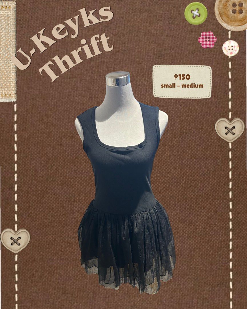 Black Sleeveless Tutu Dress (Category: Dresses) located in Cavite. Submitted by ukeyks (Listing ID 1465553412, Image 1). Description: - Color: Black - Design: Sleeveless with fitted ribbed bodice and sheer tutu skirt - Neckline: Scoop neckline - Size: Fits small to medium frames .