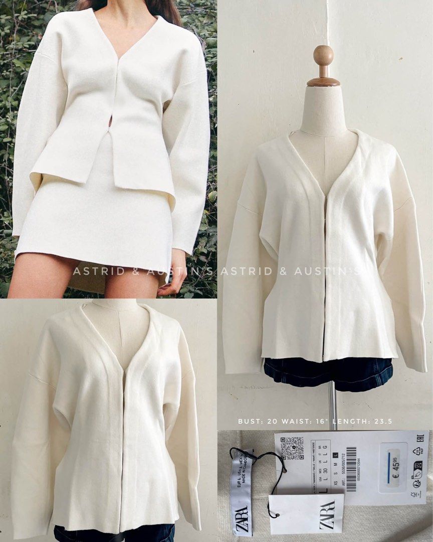 BNWT ZARA knit blazer (Category: Coats, Jackets and Outerwear) located in Dasmarinas. Submitted by allisongrey1323 (Listing ID 1465449871, Image 1). Description: BNWT ZARA knit blazer Large on tag price: 1,200.