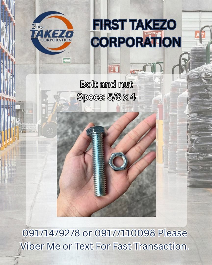 Bolt and nut Specs: 5/8 x 4 (Category: Everything Else Others) located in Manila. Submitted by joeyroque09 (Listing ID 1465430928, Image 1). Description: Bolt and nut Specs: 5/8 x 4.