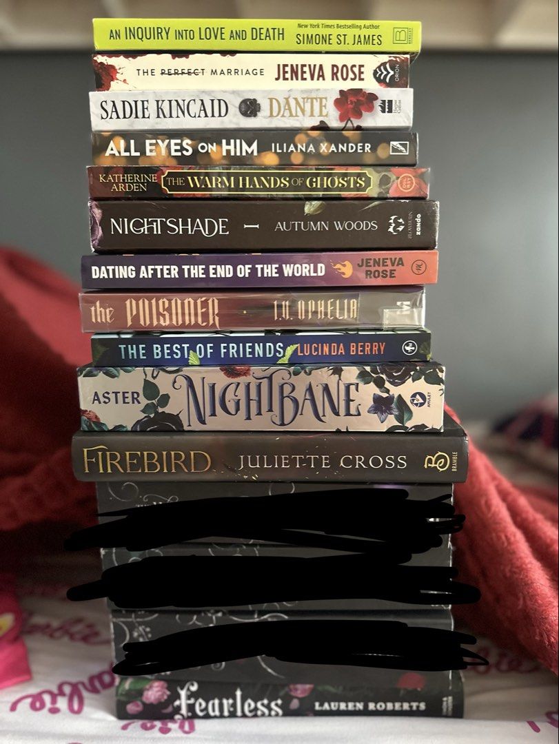 Books for sale! (Category: Storybooks) located in Manila. Submitted by vivi_rain (Listing ID 1465448091, Image 2). Description: - Genre: Contemporary fantasy, romance, and thriller novels - Featured Titles: Red City, Gothikana, The Staircase in the Woods, Aster Nightbane, Wild Reverence by Rebecca Ross, Weavingshaw - Inclusions: Matching FairyLoot bookmark included with Weavingshaw - Condition: Several books still wrapped in plastic or bubble wra