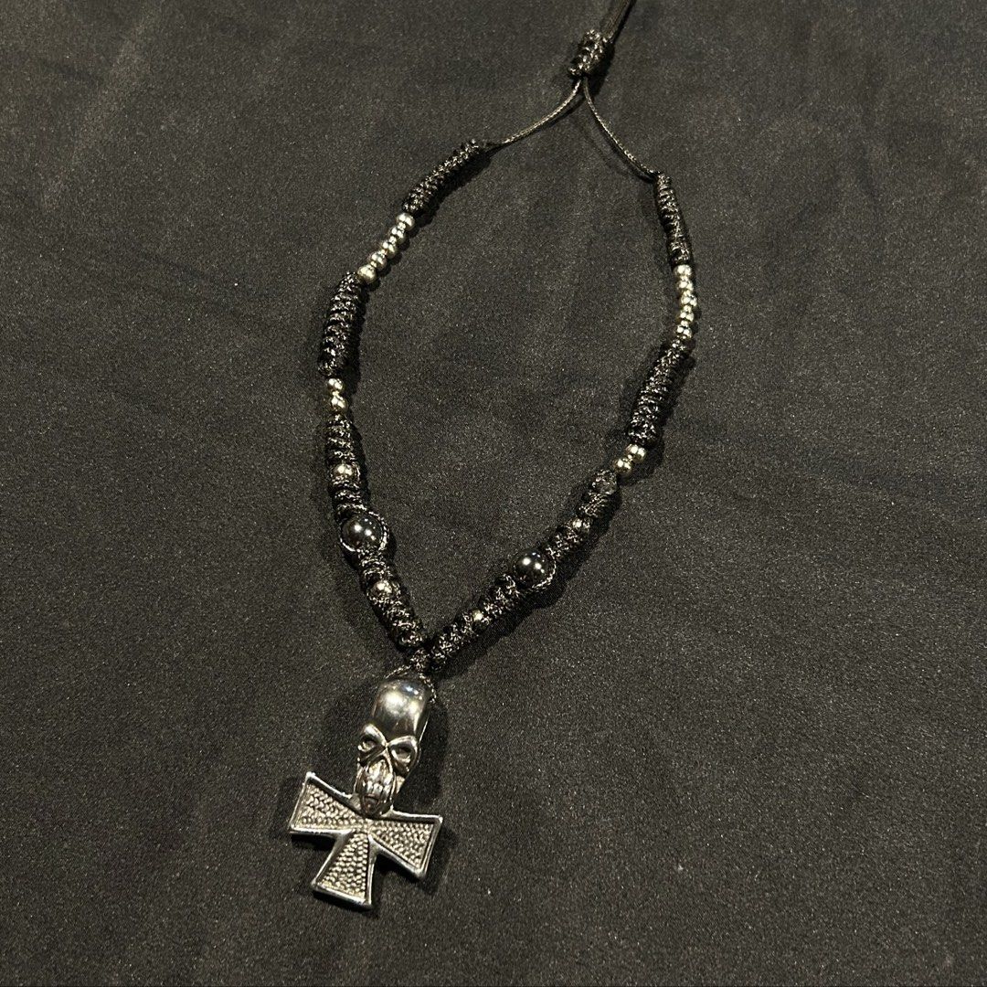 braided / beaded skull cross necklace (Category: Necklaces) located in Manila. Submitted by sophialeigh (Listing ID 1465521071, Image 1). Description: handmade jewelry - stainless - adjustable - non tarnish 🏷️ alt y2k beads chainmail accessories.