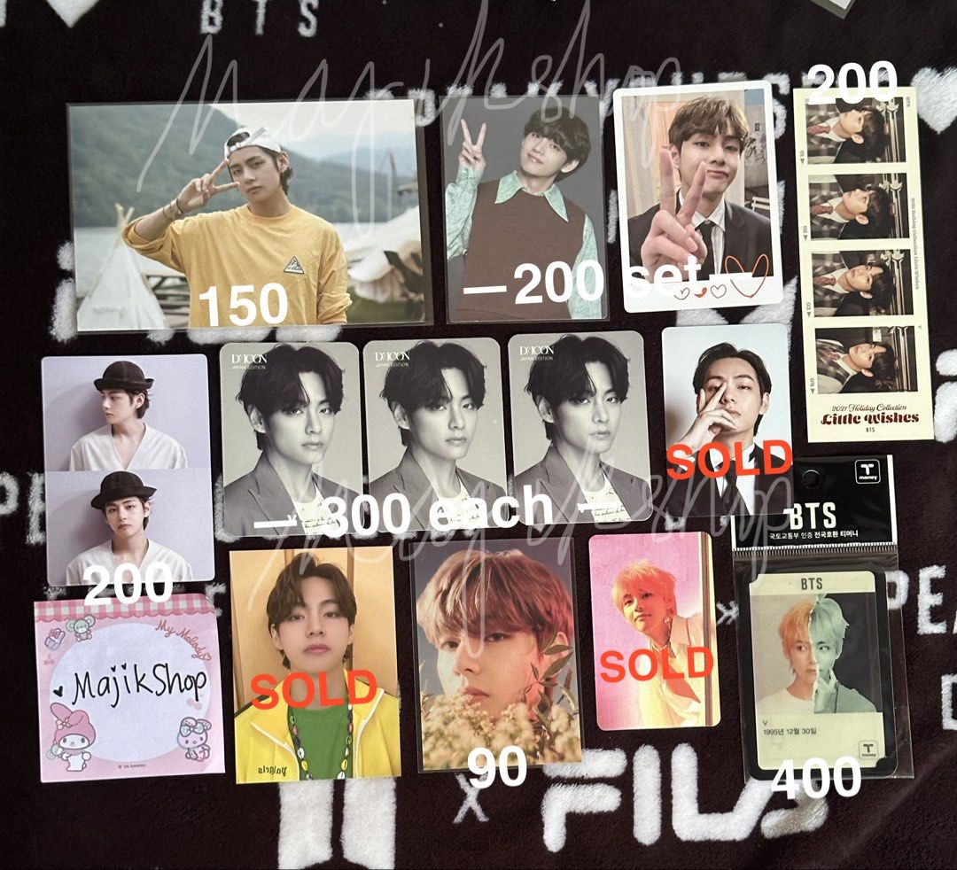 BTS V Official Photocards (Category: K-Wave Merchandise) located in Cavite. Submitted by majikshop (Listing ID 1464114680, Image 1). Description: BTS V Official Photocards See price on the photo All official & onhand Can send video condition for sure buyers only❣️.