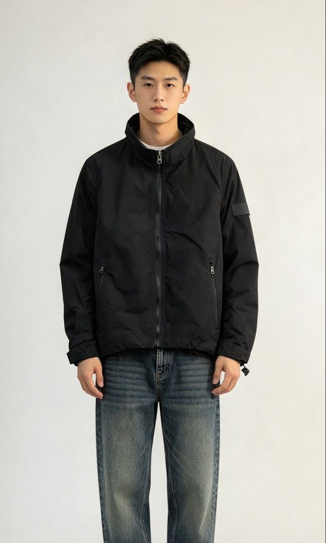 Burberry Black Nylon Zip Jacket (Category: Coats, Jackets and Outerwear) located in Paranaque City. Submitted by mykapoynton (Listing ID 1465548109, Image 1). Description: Burberry Black Nylon Zip Jacket - Color: Black - Material: 100% polyester - Closure: Full zip front with high collar - Pockets: Convenient side zippered pockets - Fit: Adjustable drawstrings at the hem - Origin: Made in Thailand - Condition: Like new (worn once for photos).