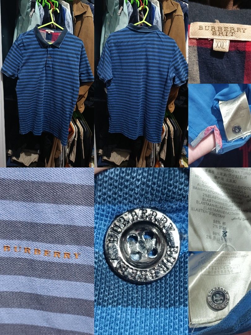 Burberry polo shirt as pack (Category: Tshirts & Polo Shirts ) located in Jaen. Submitted by vinzyrus217291 (Listing ID 1465445390, Image 1). Description: blue burberry polo - medium sized - no issues - metal buttons off white burberry polo - med to large size - no issues - Nueva ecija location 📍 can do meetups or shipping via jnt - unli VC and past transaction checking for assurance!!.