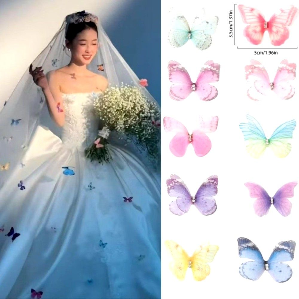 Butterfly mesh patch for DIY 30pcs. (Category: Hair Accessories) located in Valenzuela. Submitted by diane.35 (Listing ID 1465485555, Image 2). Description: - Type: Assorted mesh butterfly - Colors: Pink, blue, yellow, purple, and white - Details: Features a sparkly rhinestone center on each butterfly - Size: Approximately 3.5cm to 5cm each - Condition: Brand new, still sealed in original plastic packaging - Uses: Great for hair styling, decorati