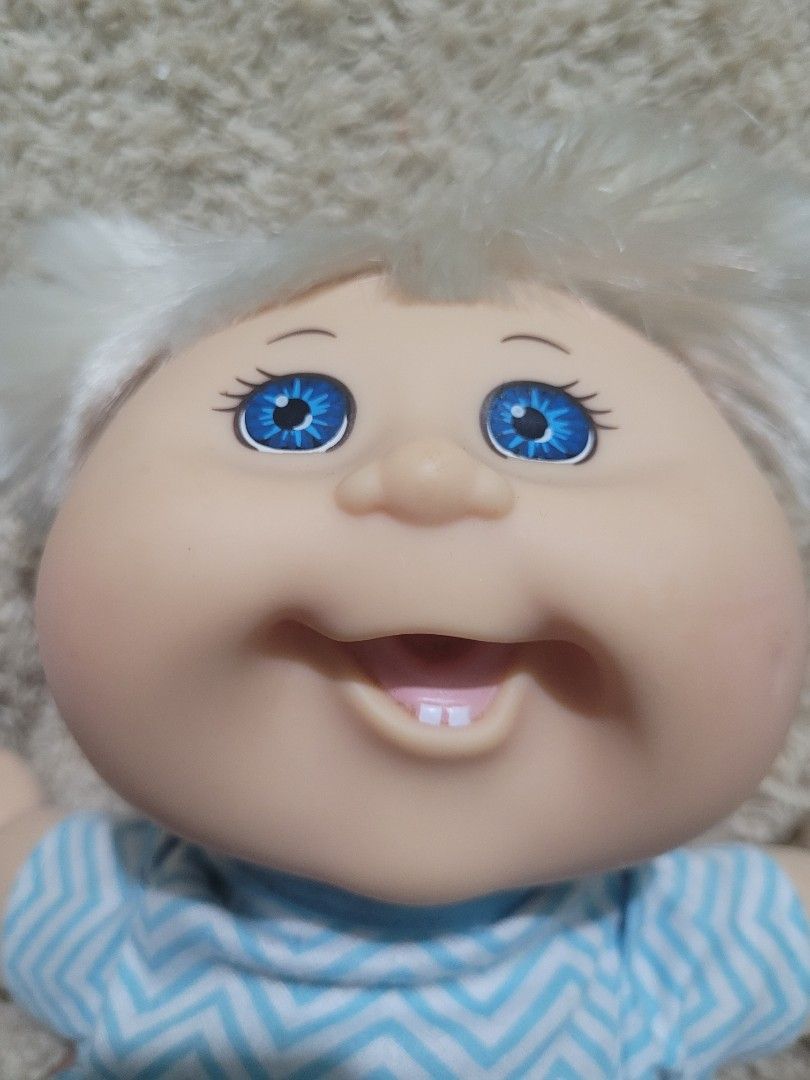 CABBAGE PATCH KIDS DOLL CPK FIRST TOOTH MOLD (W/ BODY STITCHES) (Category: Kids Toys) located in Makati City. Submitted by juriexpi (Listing ID 1465559249, Image 3). Description: CABBAGE PATCH KIDS DOLL CPK FIRST TOOTH MOLD (W/ BODY STITCHES) preloved doll with body stitches, very clean body, soft hair what you see is what you get orig CPK Authentic 2012 Cabbage Patch Kids doll by Jakks (OAA Inc stamped on head) - Features lovely white pigtails a