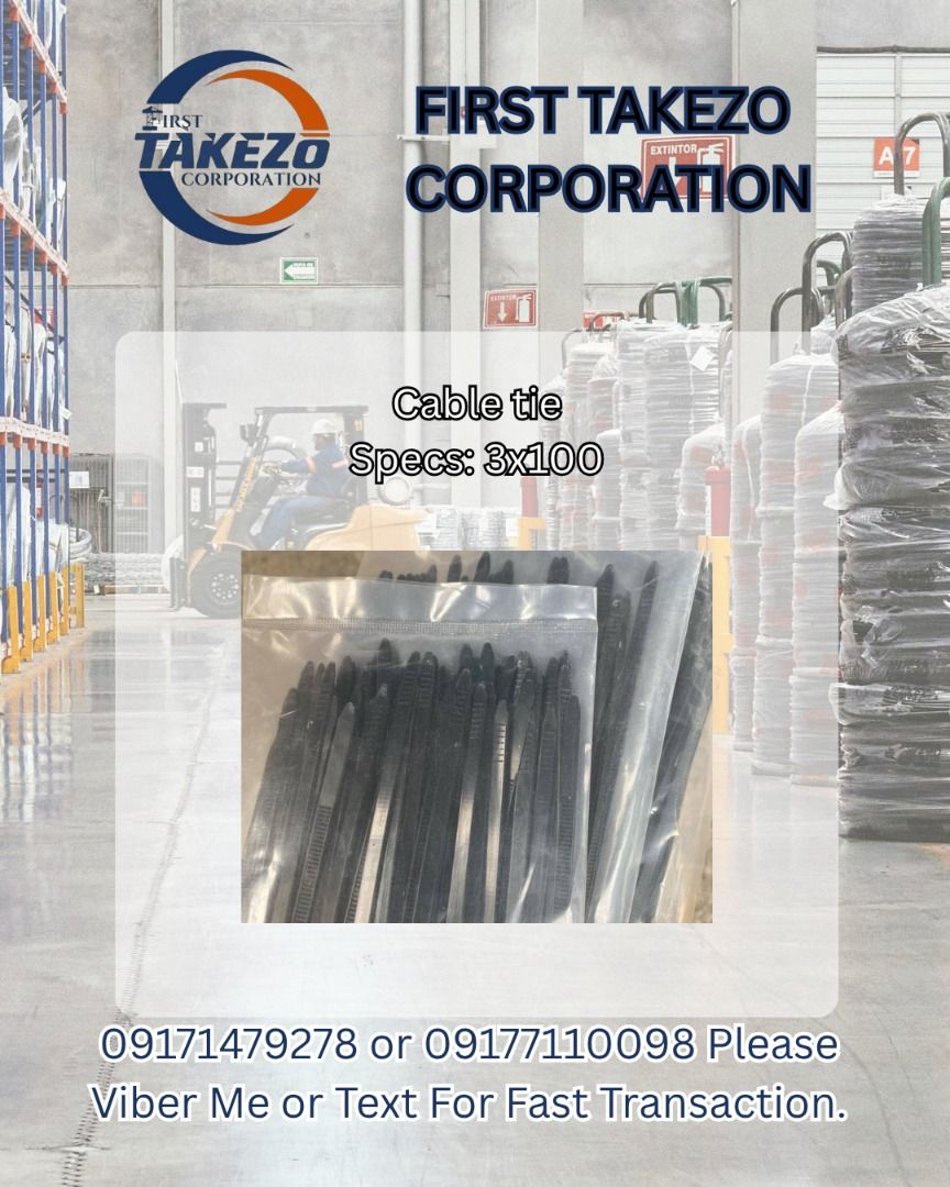 Cable tie Specs: 3x100 (Category: Everything Else Others) located in Manila. Submitted by joeyroque09 (Listing ID 1465391943, Image 1). Description: Cable tie Specs: 3x100.