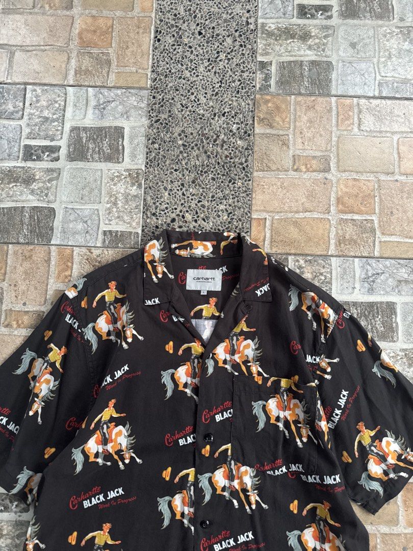 Carhartt Black Jack Open Polo (Category: Tshirts & Polo Shirts ) located in Taguig. Submitted by mrwickjohn67 (Listing ID 1465481290, Image 1). Description: C@rh@r tt Black Jack Shirt Excellent Condition. Issue: None Size: (in inches) Width- 24, Length- 29.5 .