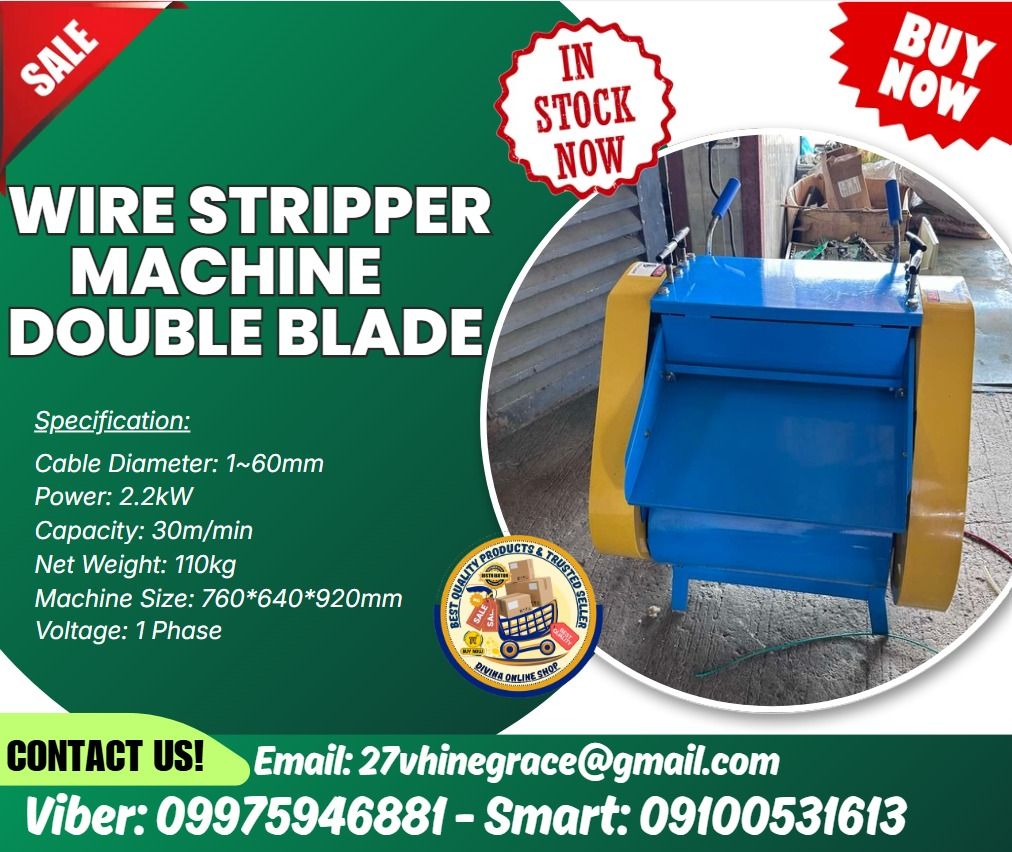 cash on pick up copper scrap wire stripper machine double blade (Category: Industrial Equipment) located in Las Pinas. Submitted by livedragon_b3d3a7 (Listing ID 1465411490, Image 1). Description: 🔥 SALE! SALE! SALE! SALE! 📍 HURRRYYYY UUPPPPP!!! GET LESS DISCOUNT! 🌏 We Can Deliver Nationwide 👉 AP Cargo, LBC & Lalamove- door to door (🛳️ Sea /✈️ Air Freight) ✅ 💯 Guaranteed Seller ✅ Good Quality Products ✅ 💯 Legit Distributor ✅ Complete Permi