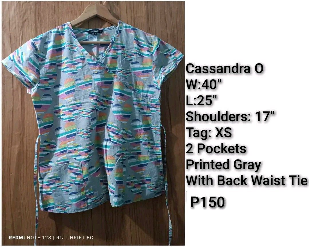 Cassandra O Scrub Top Only (XS on Tag) (Category: Others Tops) located in Baguio. Submitted by ogiesiomai23 (Listing ID 1465484611, Image 1). Description: Details and Measurements on the first photo. Excellent Used Condition, Like New to Good as New Last Price: P150 + SF.