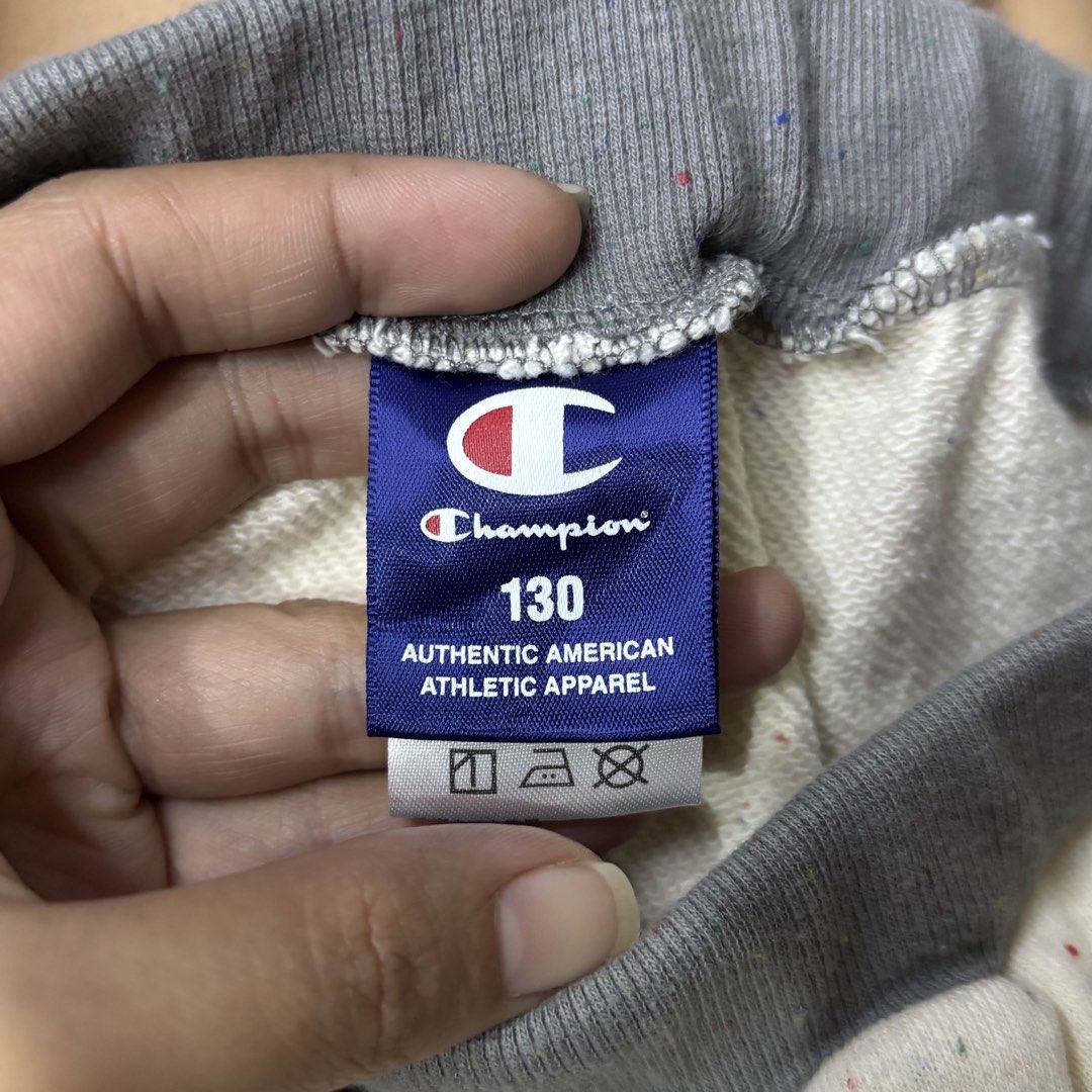 Champion kids jogger pants (Category: Babies & Kids Fashion) located in Valenzuela. Submitted by thriftynanay88 (Listing ID 1465469665, Image 2). Description: Size 130 on tag 7Y.