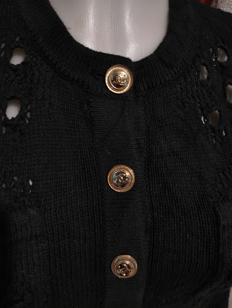 Chanel Black Knitted Cardigan (Category: Coats, Jackets and Outerwear) located in Manila. Submitted by andrealaplana26 (Listing ID 1465517500, Image 3). Description: Minor Issue: Missing 1 button but not noticeable authentic with complete tags .