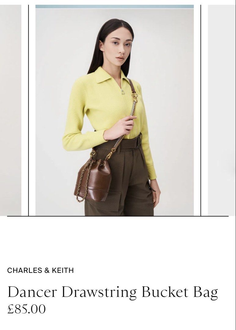 Charles & Keith Dancer Drawstring Bucket Bag Chocolate (Category: Cross-body Bags) located in Quezon City. Submitted by artemis23 (Listing ID 1465421075, Image 3). Description: - Brand/Model: Charles & Keith Dancer Drawstring Bucket Bag Used 2x only :( Very chic. LOOKS LIKE NEW. Rfs: declutter 1200 nego.