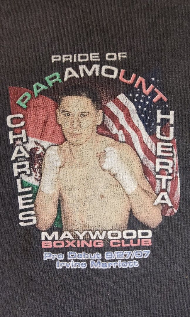 Charles Huerta Debut Boxing Shirt Large (Category: Tshirts & Polo Shirts ) located in Pasig City. Submitted by daveniftyfinds (Listing ID 1465442415, Image 3). Description: Triple A Charles Huerta Boxing Shirt Good fade , Heavy Cotton , pinhole , Hairlines overall good condi 22x29 Large gcash pasig loc jnt or lalamove.