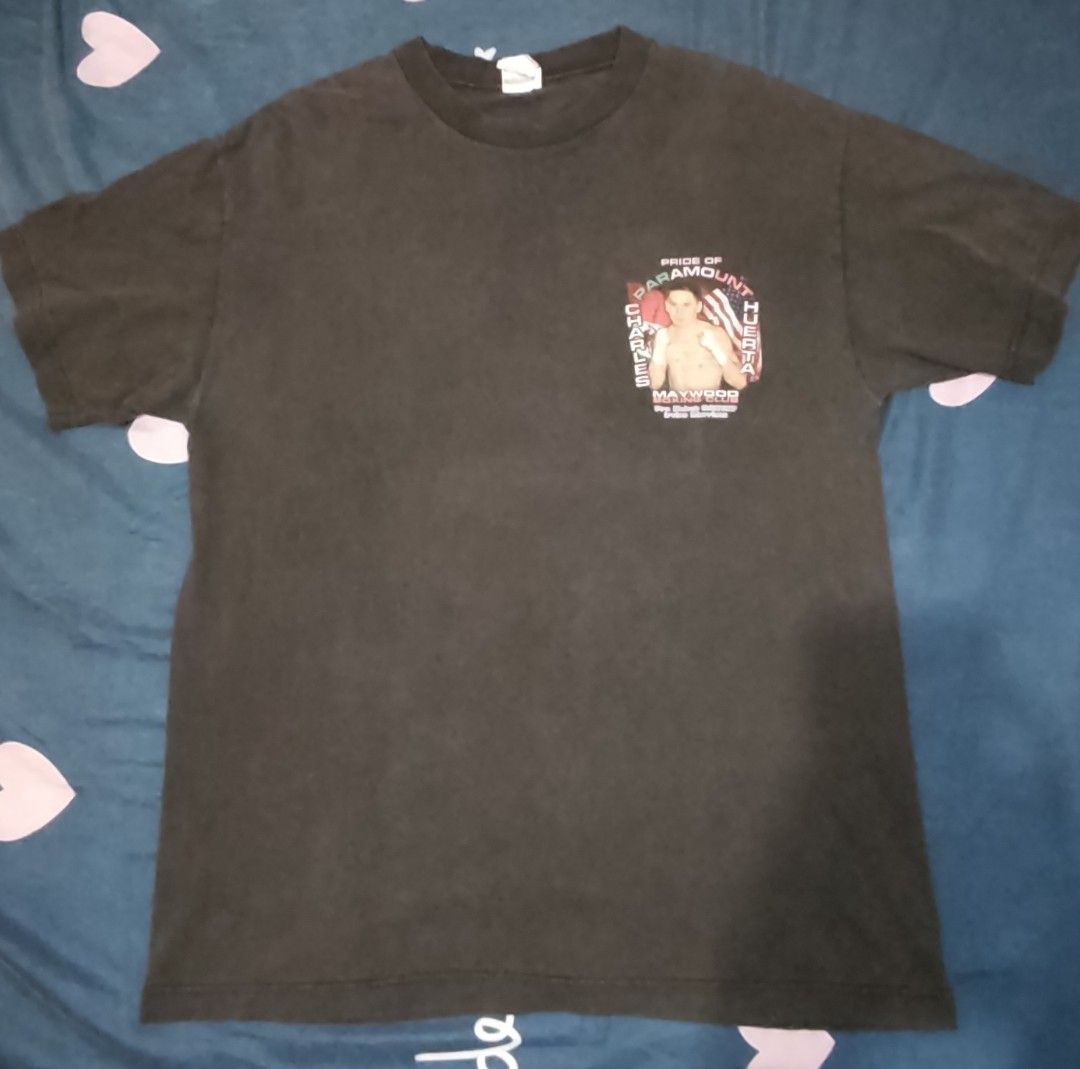 Charles Huerta Debut Boxing Shirt Large (Category: Tshirts & Polo Shirts ) located in Pasig City. Submitted by daveniftyfinds (Listing ID 1465442415, Image 2). Description: Triple A Charles Huerta Boxing Shirt Good fade , Heavy Cotton , pinhole , Hairlines overall good condi 22x29 Large gcash pasig loc jnt or lalamove.