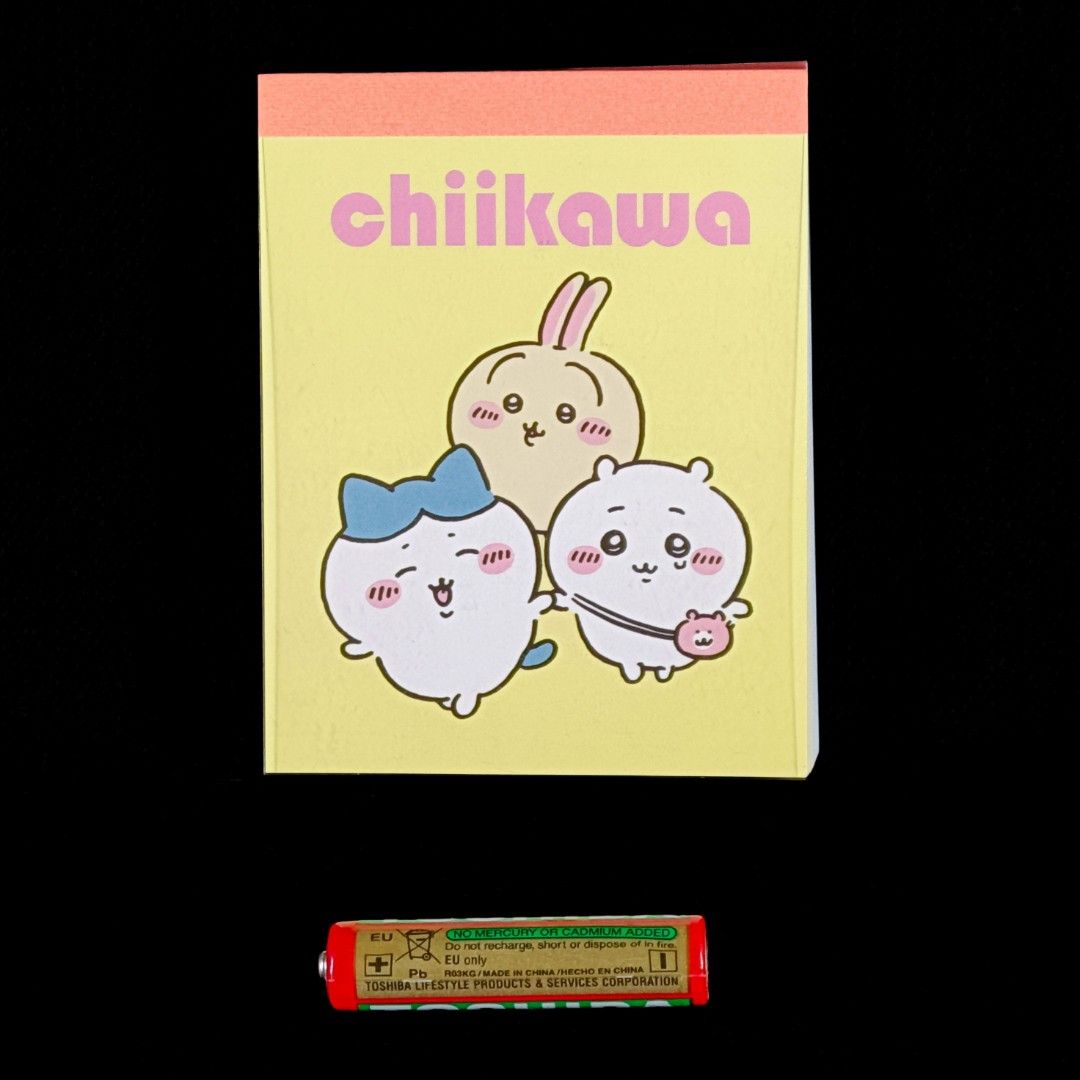 Chiikawa Hachiware Usagi Yellow Mini Memo Pad (Category: Stationery & School Supplies) located in Caloocan City. Submitted by yaha.alien (Listing ID 1465495916, Image 1). Description: — Authentic from Japan — MOD: J&T or GGX Standard (shipping fee c/o buyer) 📍 Caloocan City, Metro Manila 📌 Please note that the item may exhibit minor imperfections. Actual item photos shown / WYSIWYG ➡️ More Chiikawa items available on our profile 👨‍🚀 PM for in