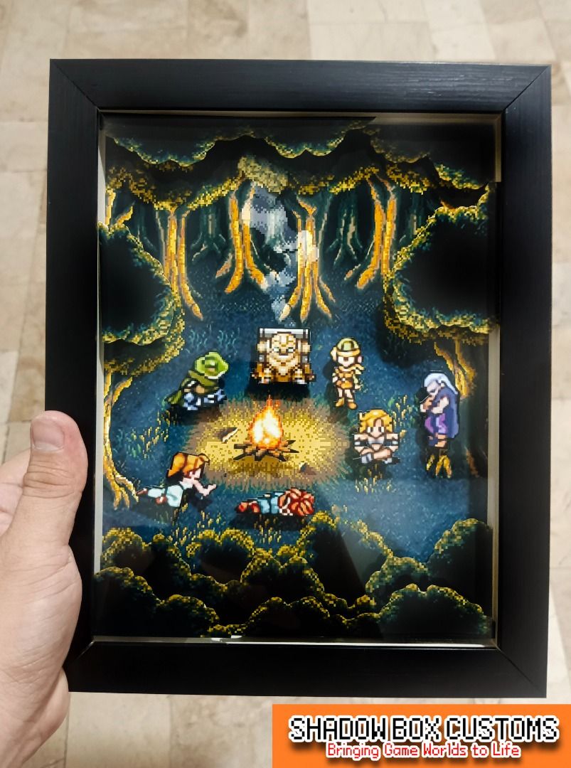 Chrono Trigger Retro Game Shadowbox (Category: Nintendo) located in Quezon City. Submitted by natzuki10 (Listing ID 1465397412, Image 1). Description: Chrono Trigger Retro Game Shadowbox Height: 10 inches Width: 8 inches *Handmade Pixel Shadow Boxes *Accepting Customized Designs *Perfect for Gamers & Collectors #videogames #roomdecor #collection #gamer #gift.